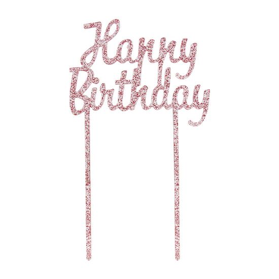 Imagen de TOPPER PARA PASTEL HAPPY BIRTHDAY ROSA