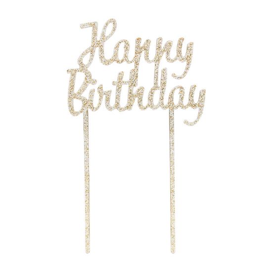 Imagen de TOPPER PARA PASTEL HAPPY BIRTHDAY DORADO