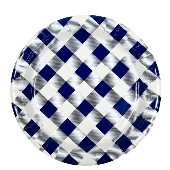 Imagen de PLATO GINGHAM AZUL GRANDE x20