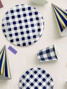 Imagen de PLATO GINGHAM AZUL GRANDE x20