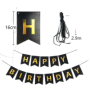 Imagen de BUNTING HAPPY BIRTHDAY NEGRO LISTO PARA USAR.