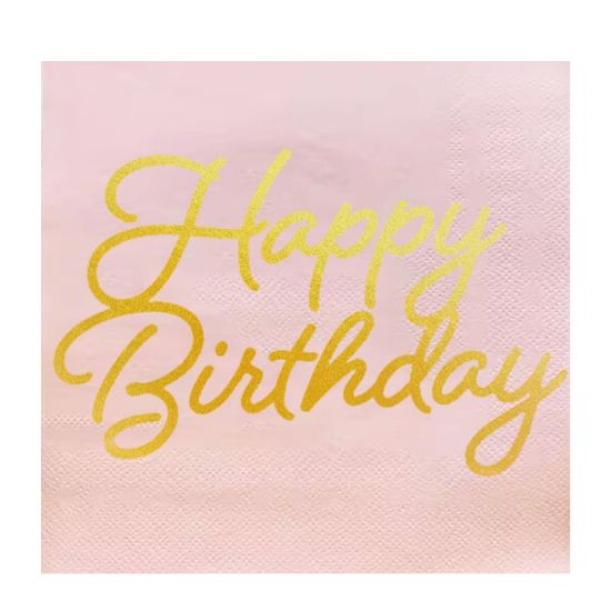 Imagen de SERVILLETA DE PAPEL ROSA HAPPY BIRTHDAY