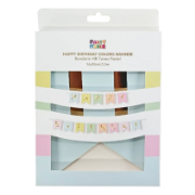Imagen de BANDERÍN DE PAPEL TONOS PASTEL CON FOIL HAPPY BIRTHDAY.