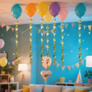 Imagen de TIRAS HAPPRY BIRTHDAY FOIL PARA GLOBOS CON HELIO 5 PZAS.