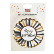 Imagen de PIN HAPPY BIRTHDAY NEGRO-DORADO x1