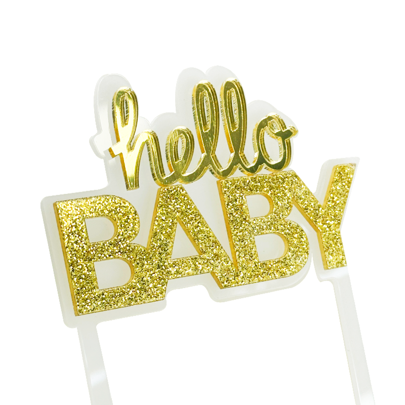 Party Maker. SET DE TOPPERS PARA PASTEL HELLO BABY REUTILIZABLE x3
