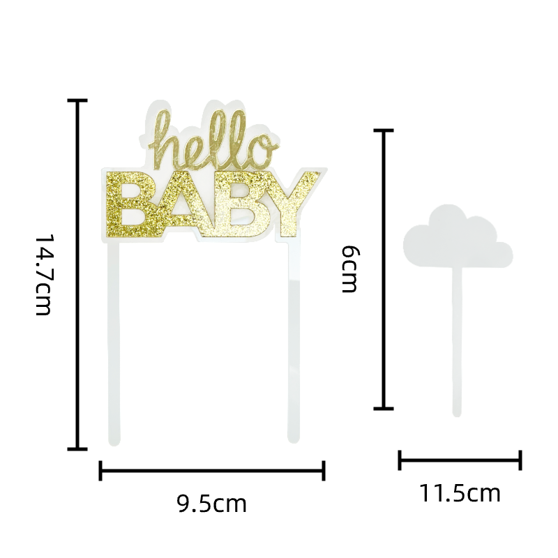 Party Maker. SET DE TOPPERS PARA PASTEL HELLO BABY REUTILIZABLE x3