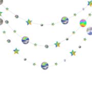 Imagen de TIRAS PARA GLOBOS O BANDERÍN CÍRCULOS Y ESTRELLAS FOIL 3 pzas.