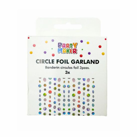 Imagen de TIRAS PARA GLOBOS O BANDERÍN CÍRCULOS FOIL 3 pzas.