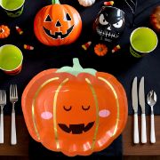 Imagen de PLATOS DE PAPEL CALABAZA HALLOWEEN 8 pzas.
