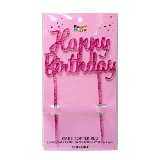 Imagen de TOPPER PARA PASTEL HAPPY BIRTHDAY ROSA