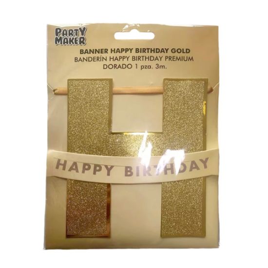 Imagen de BANNER HAPPY BIRTHDAY PREMIUM DORADO