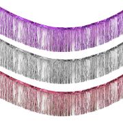 Imagen de SET DE GUIRNALDAS METÁLICAS. PÚRPURA, PLATA Y ROSA. 3 pzas