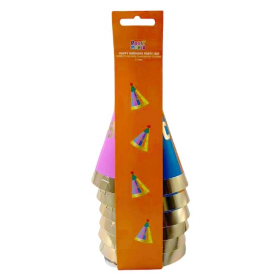 Imagen de GORRITOS DE PAPEL CUMPLEAÑOS COLORES 6 pzas.