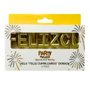 Imagen de VELAS FELIZ CUMPLEAÑOS DORADA