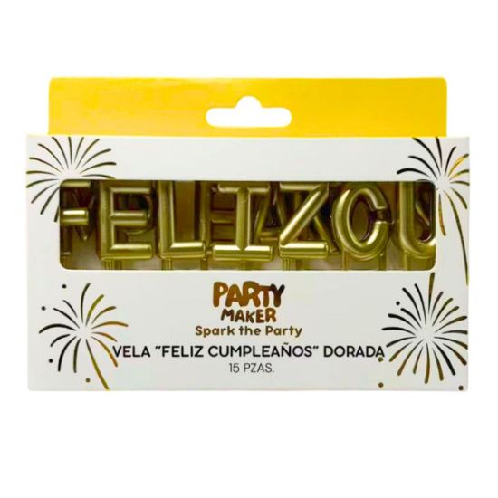 Imagen de VELAS FELIZ CUMPLEAÑOS DORADA