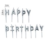 Imagen de VELAS HAPPY BIRTHDAY METÁLICAS PLATA