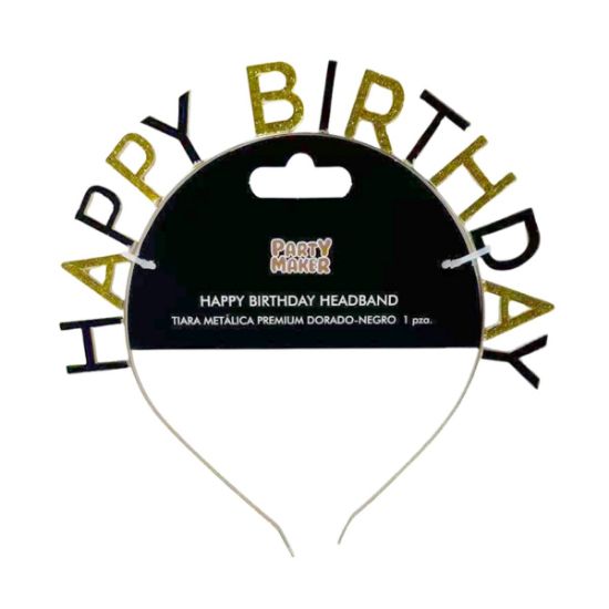 Imagen de TIARA METÁLICA PREMIUM DORADO-NEGRO  1 pza.