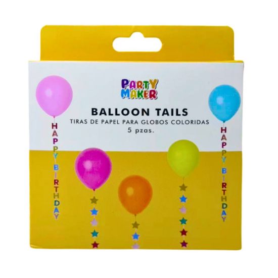 Imagen de TIRAS DE PAPEL PARA GLOBOS COLORIDAS 5 pzas.
