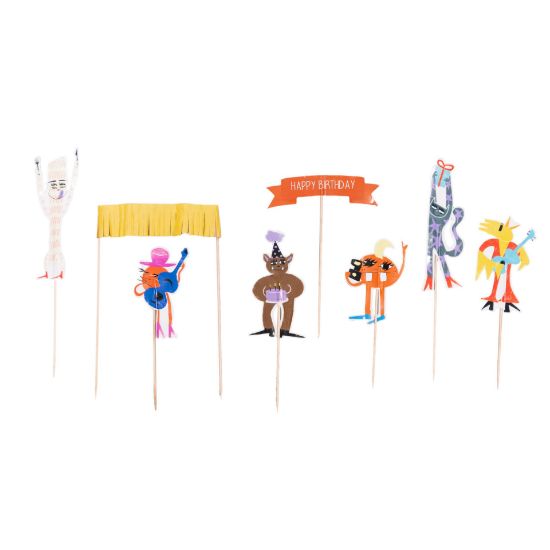 Imagen de TOPER PARA PASTEL MONSTERS ROCK CHICO 17CM 8 PZAS.