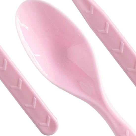 Imagen de CUCHARA ROSA REUTILIZABLE DE PLÁSTICO 18 pzas.