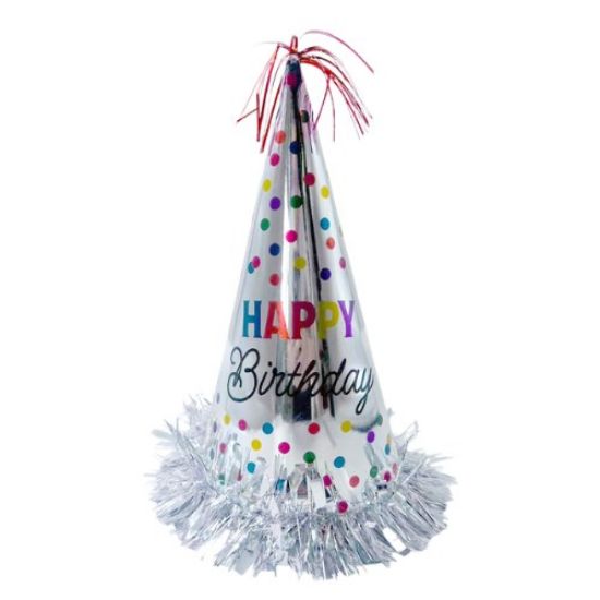 Imagen de GORRITO DE CUMPLEAÑOS PLATA POM POM