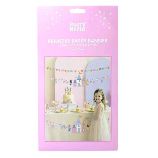 Imagen de BANDERINES PREMIUM DE PAPEL PRINCESAS 2m. 2 pzas.