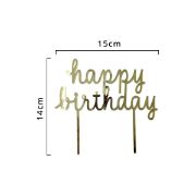 Imagen de TOPPER PREMIUM DE PLÁSTICO PARA PASTEL HAPPY BIRTHDAY DORADO 1 pza.