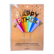 Imagen de TOPPER PREMIUM DE PLÁSTICO PARA PASTEL HAPPY BIRTHDAY ARCOIRIS 1 pza.