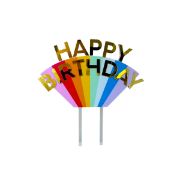 Imagen de TOPPER PREMIUM DE PLÁSTICO PARA PASTEL HAPPY BIRTHDAY ARCOIRIS 1 pza.