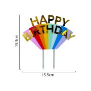 Imagen de TOPPER PREMIUM DE PLÁSTICO PARA PASTEL HAPPY BIRTHDAY ARCOIRIS 1 pza.