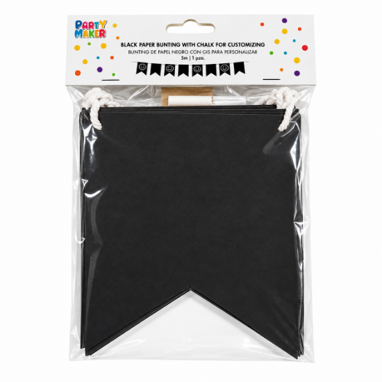 Imagen de BUNTING DE PAPEL NEGRO CON GIS PARA PERSONALIZAR 1 PZA.