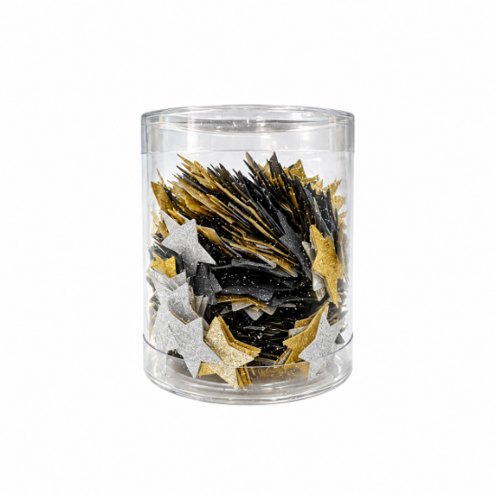 Imagen de CONFETI PREMIUM ESTRELLAS PLATA-DORADO 24gm.