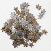 Imagen de CONFETI PREMIUM ESTRELLAS PLATA-DORADO 24gm.