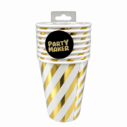 Imagen de VASO DE PAPEL PREMIUM FESTIVO DORADO 12 oz 8 pzas.
