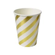 Imagen de VASO DE PAPEL PREMIUM FESTIVO DORADO 12 oz 8 pzas.