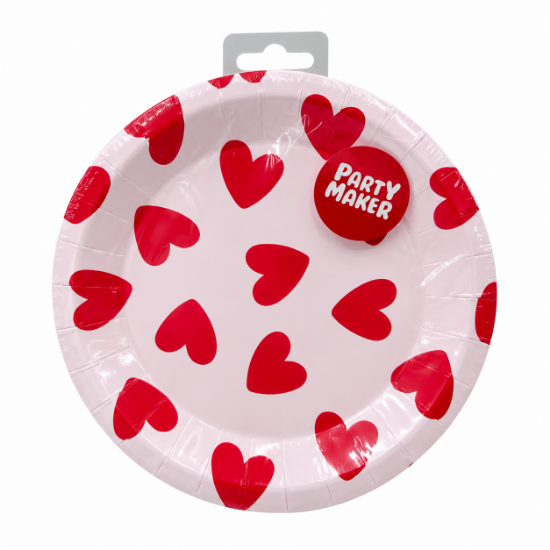 Imagen de PLATO DE PAPEL CHICO CORAZÓN 8 pzas.